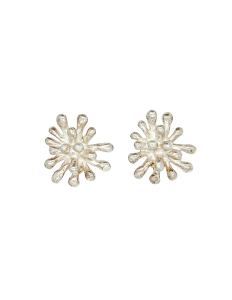 Christian Lacroix Vintage Silver Chrysanthemum Flower Earrings