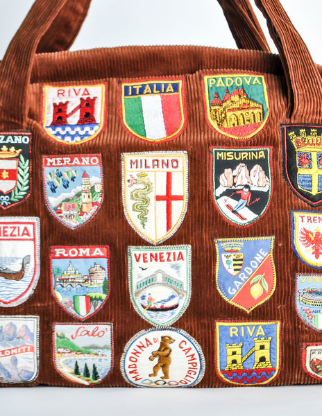 Vintage 1970s Handmade Italian Traveler Patch Bag