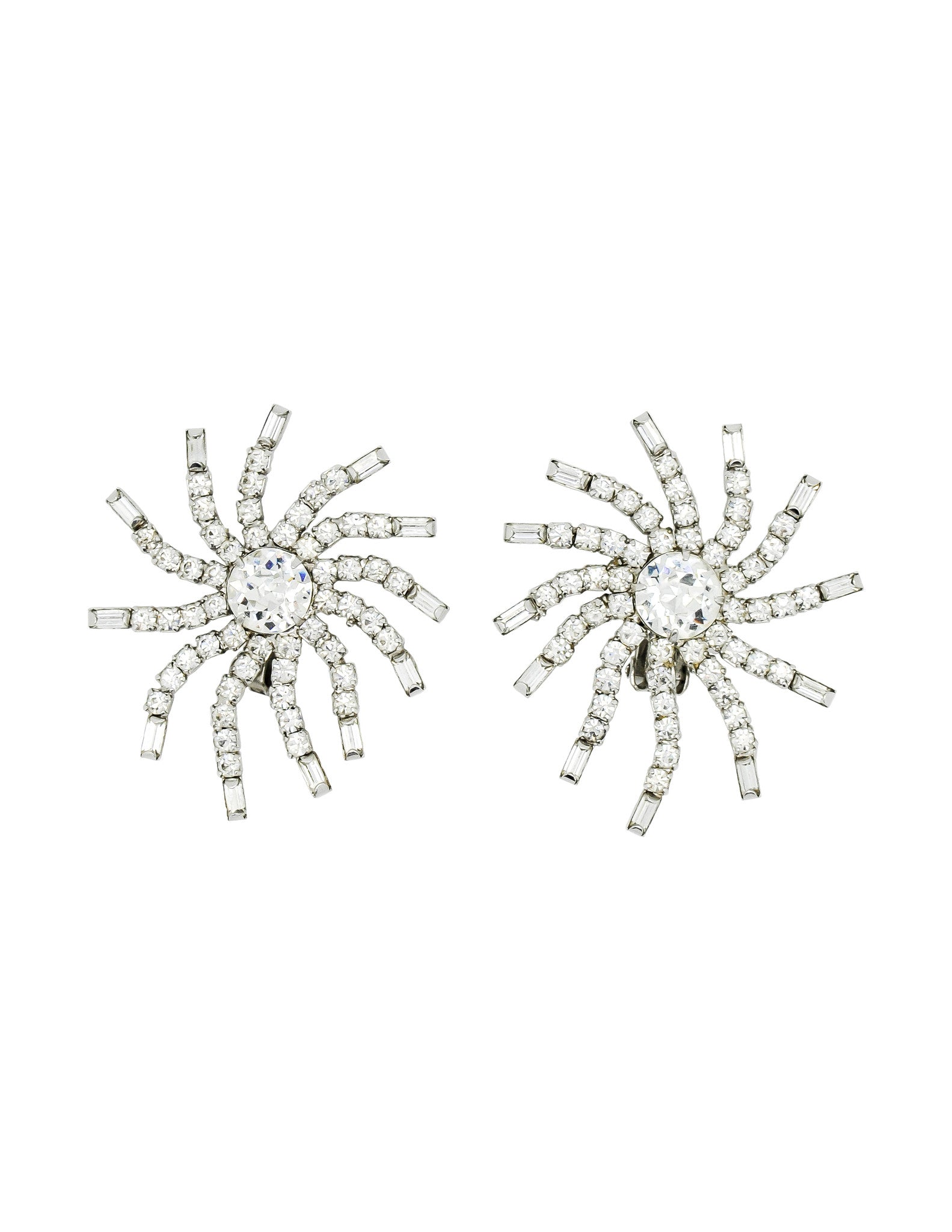 Vintage 1960s Rhinestone Burst Earrings