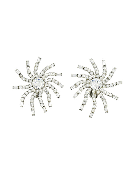 Vintage 1960s Rhinestone Burst Earrings