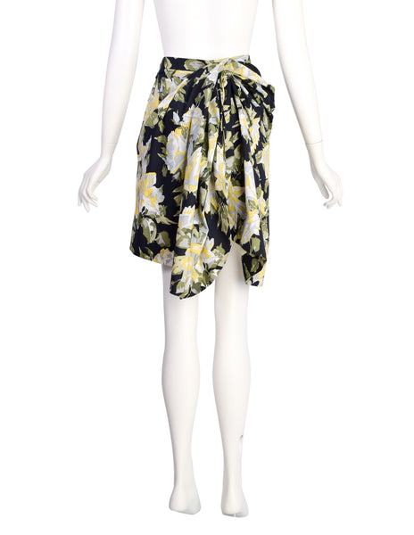 Vivienne Westwood Vintage 1990s Rose Floral Print Cotton Asymmetric Bustle Skirt