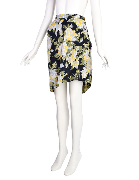 Vivienne Westwood Vintage 1990s Rose Floral Print Cotton Asymmetric Bustle Skirt