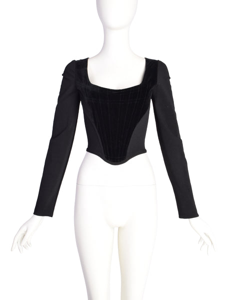 Vivienne Westwood Vintage Early 1990s ICONIC Black Velvet Long Sleeve Portrait Corset