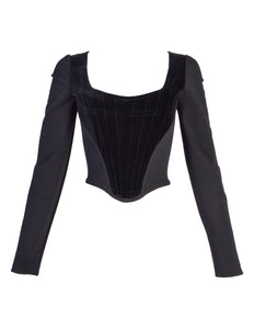 Vivienne Westwood Vintage Early 1990s ICONIC Black Velvet Long Sleeve Portrait Corset