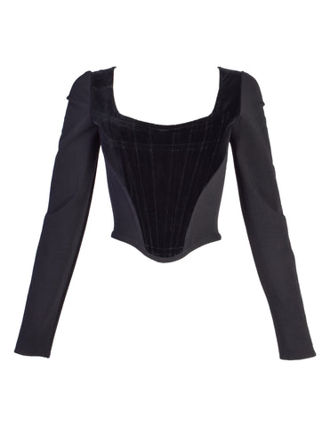 Vivienne Westwood Vintage Early 1990s ICONIC Black Velvet Long Sleeve Portrait Corset