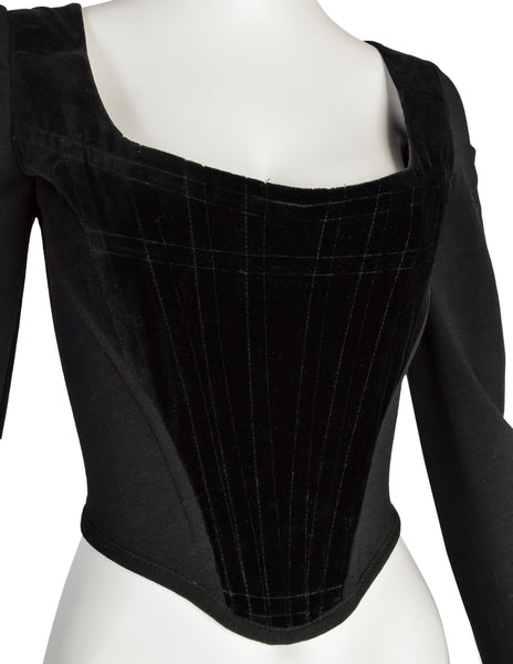 Vivienne Westwood Vintage Early 1990s ICONIC Black Velvet Long Sleeve Portrait Corset