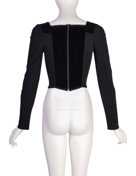 Vivienne Westwood Vintage Early 1990s ICONIC Black Velvet Long Sleeve Portrait Corset
