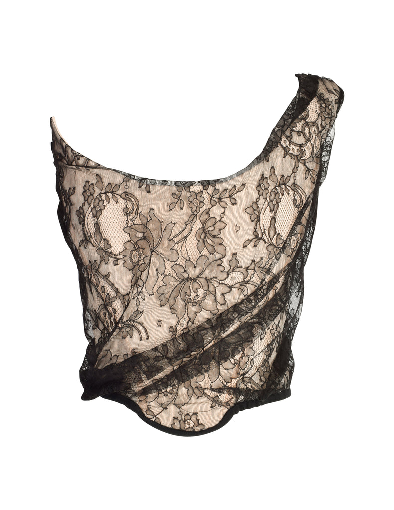 CHANEL VINTAGE BLACK LACE CORSET BRALETTE STRAPLESS TOP FR 38