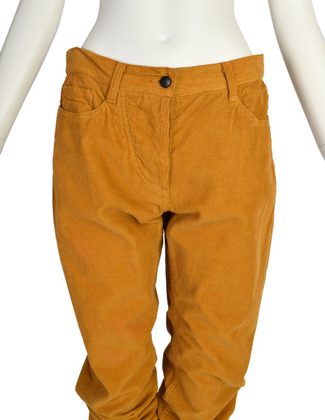 Vivienne Westwood Anglomania Vintage Ochre Corduroy Extra Long Srunched Gathered Pants