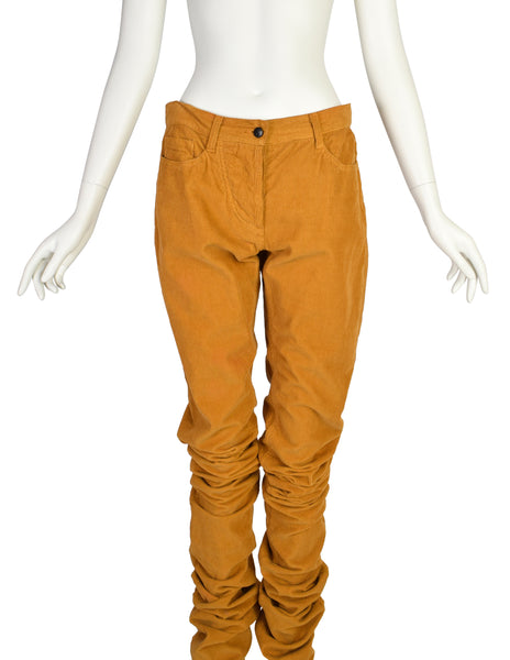 Vivienne Westwood Anglomania Vintage Ochre Corduroy Extra Long Srunched Gathered Pants