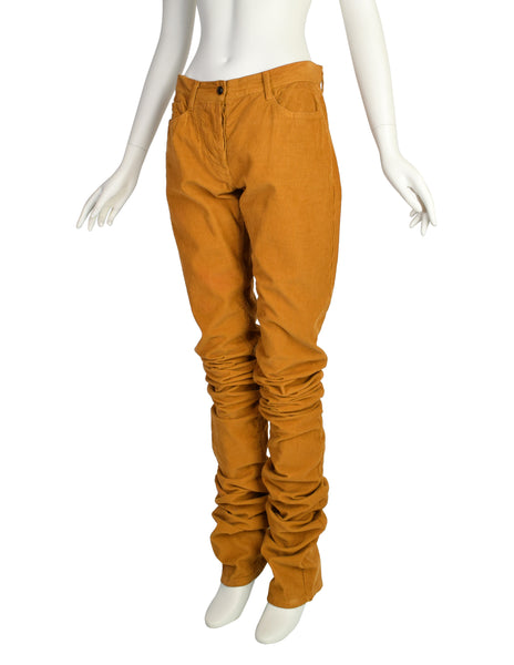Vivienne Westwood Anglomania Vintage Ochre Corduroy Extra Long Srunched Gathered Pants