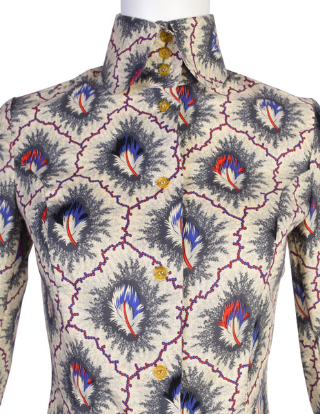 Vivienne Westwood Vintage AW 1994 'On Liberty' Feather Print Button Up Shirt