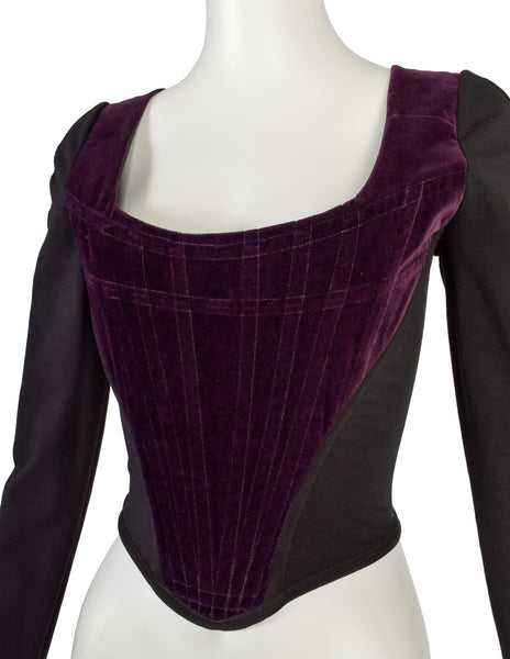 Vivienne Westwood Vintage Early 1990s ICONIC Purple Velvet Long Sleeve Portrait Corset