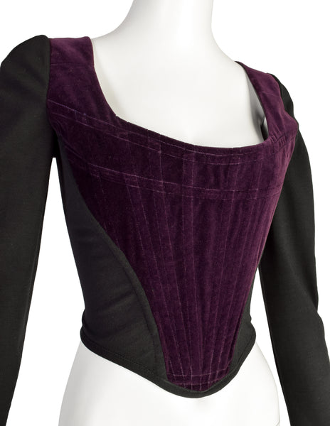 Vivienne Westwood Vintage Early 1990s ICONIC Purple Velvet Long Sleeve Portrait Corset
