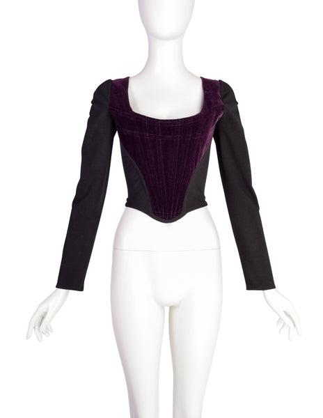 Vivienne Westwood Vintage Early 1990s ICONIC Purple Velvet Long Sleeve Portrait Corset