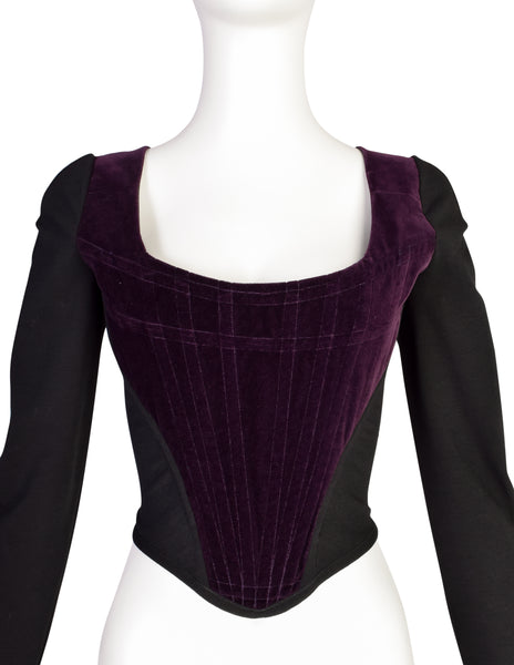 Vivienne Westwood Vintage Early 1990s ICONIC Purple Velvet Long Sleeve Portrait Corset