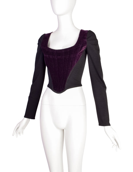 Vivienne Westwood Vintage Early 1990s ICONIC Purple Velvet Long Sleeve Portrait Corset