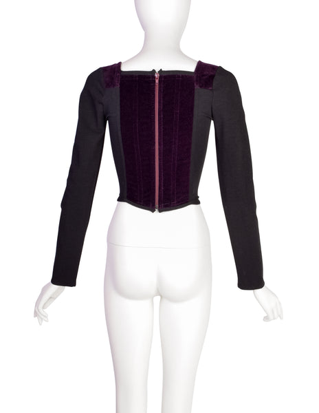 Vivienne Westwood Vintage Early 1990s ICONIC Purple Velvet Long Sleeve Portrait Corset