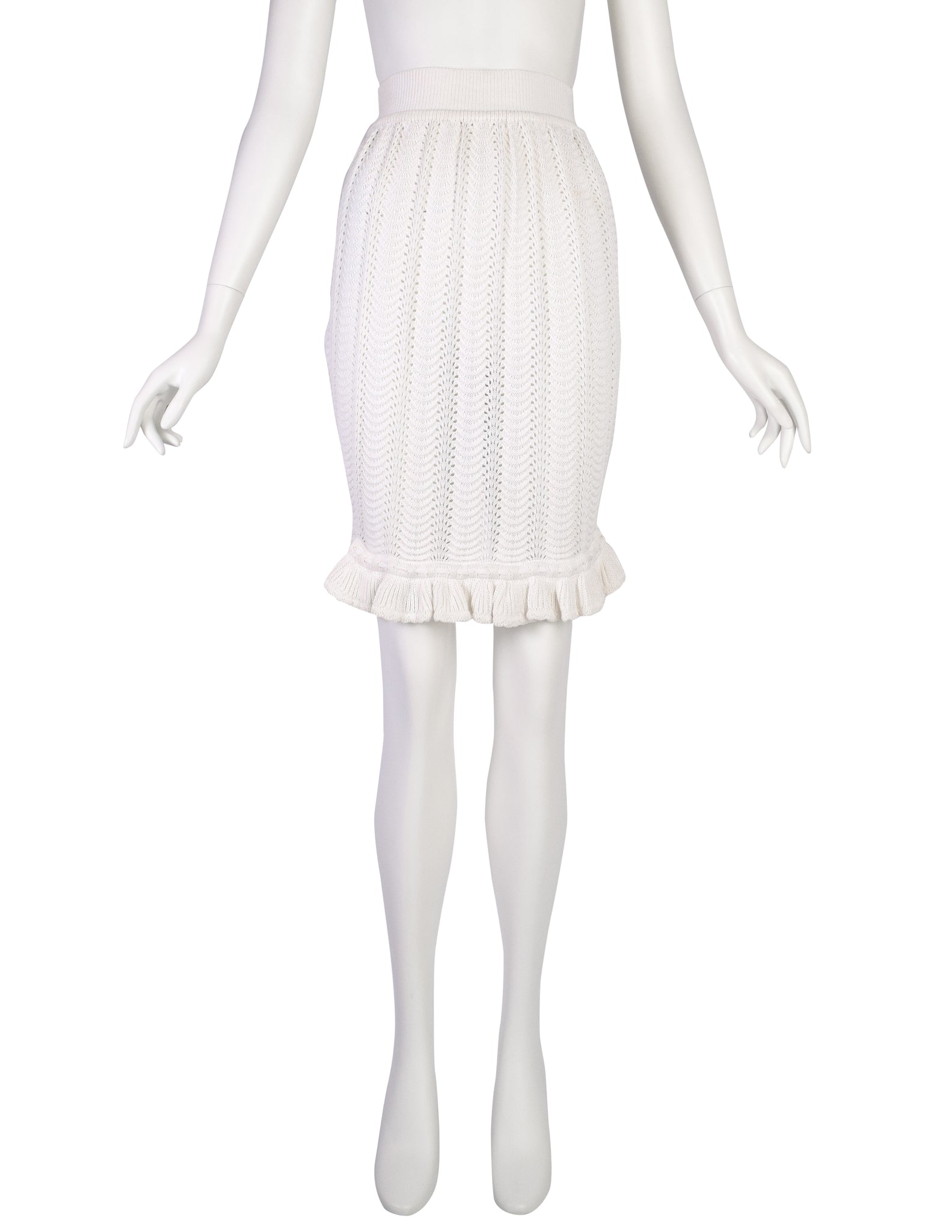 Vivienne Westwood Vintage SS 1995 'Erotic Zones' White Scalloped Knit Bustle Skirt