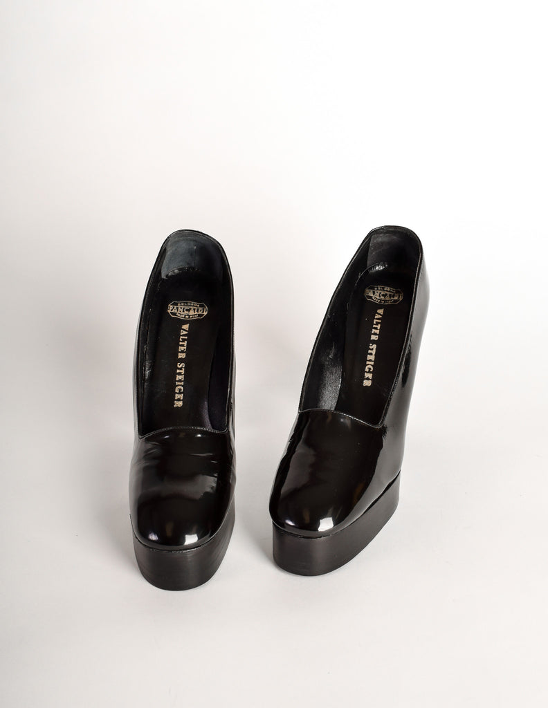 Escarpins Vintage Walter Steiger En Daim Noir - Taille 37B - Talon Haut 3" Style Spool - Occasion Très Bon état