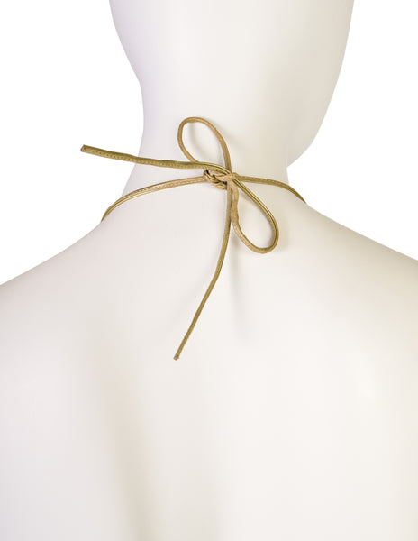 Whiting & Davis Vintage Gold Metal Mesh Halter Top