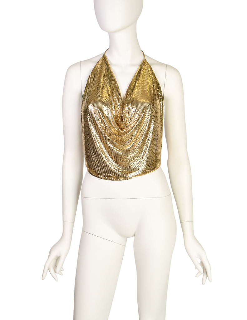 Halterneck top in metal mesh - Silver - Ladies