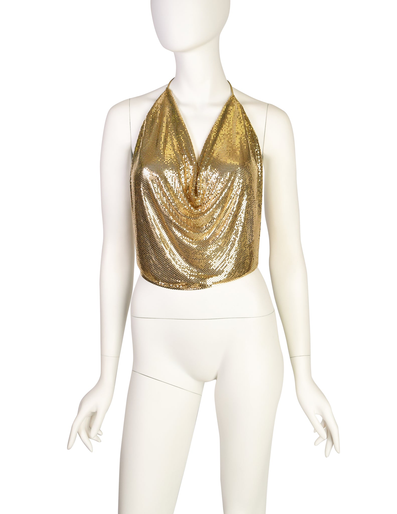 Whiting & Davis Vintage Gold Metal Mesh Halter Top