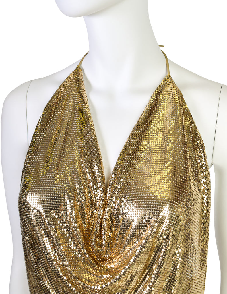 Whiting & Davis Vintage Gold Metal Mesh Halter Top – Amarcord Vintage  Fashion