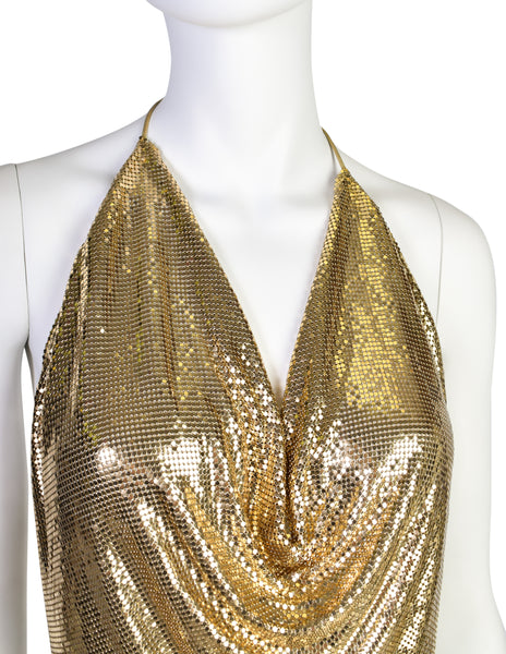 Whiting & Davis Vintage Gold Metal Mesh Halter Top