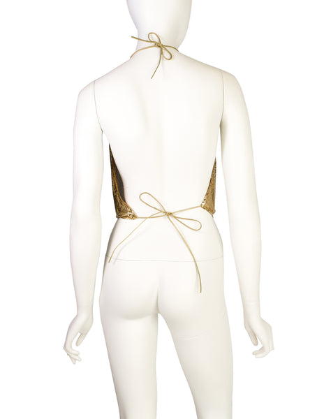 Whiting & Davis Vintage Gold Metal Mesh Halter Top