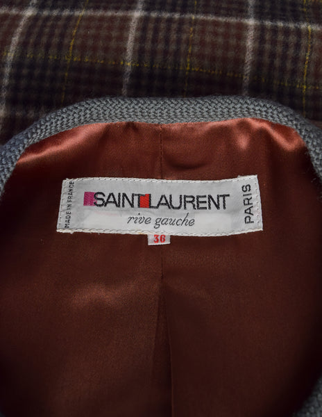 Yves Saint Laurent Vintage AW 1977 Classic Green Plaid Wool Box Jacket