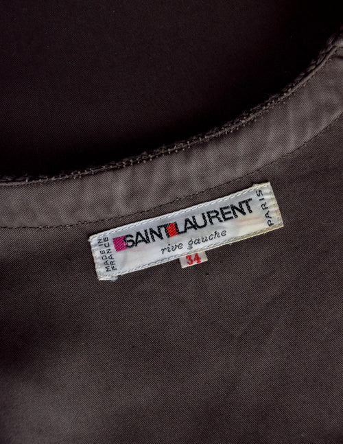 Yves Saint Laurent Vintage SS 1977 Brown Cotton Braided Trim