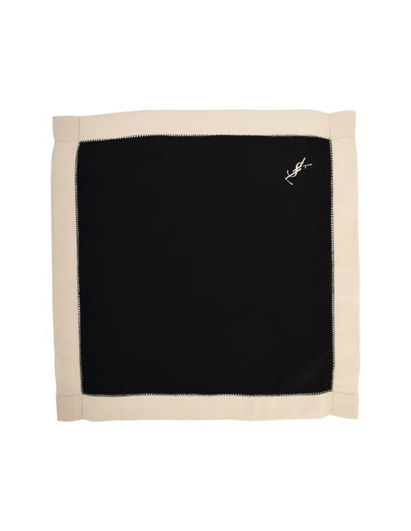 Yves Saint Laurent Vintage YSL Black and White Silk Pocket Square Scarf