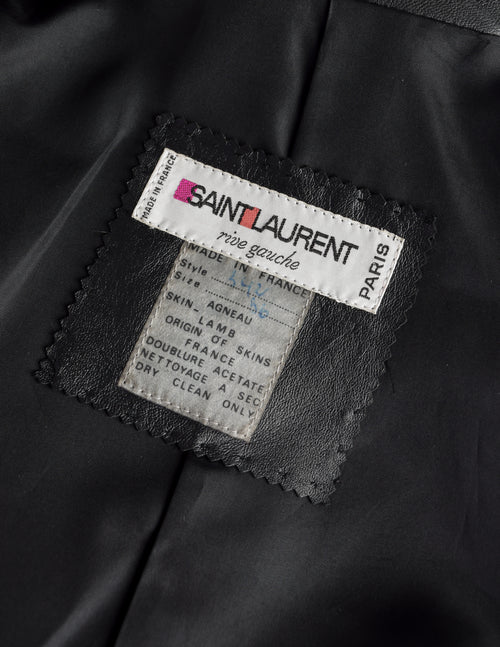 Yves Saint Laurent Vintage 1970s Black Lambskin Leather Double