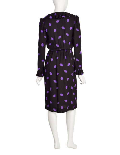 fitted lace wedding dress Annie Retro Polka Dot Dress in Purple/Black