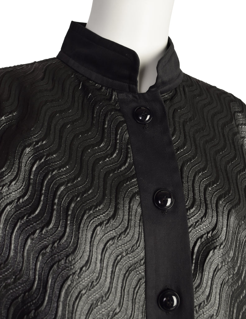 Yves Saint Laurent Vintage SS 1984 Black Brocade Metallic