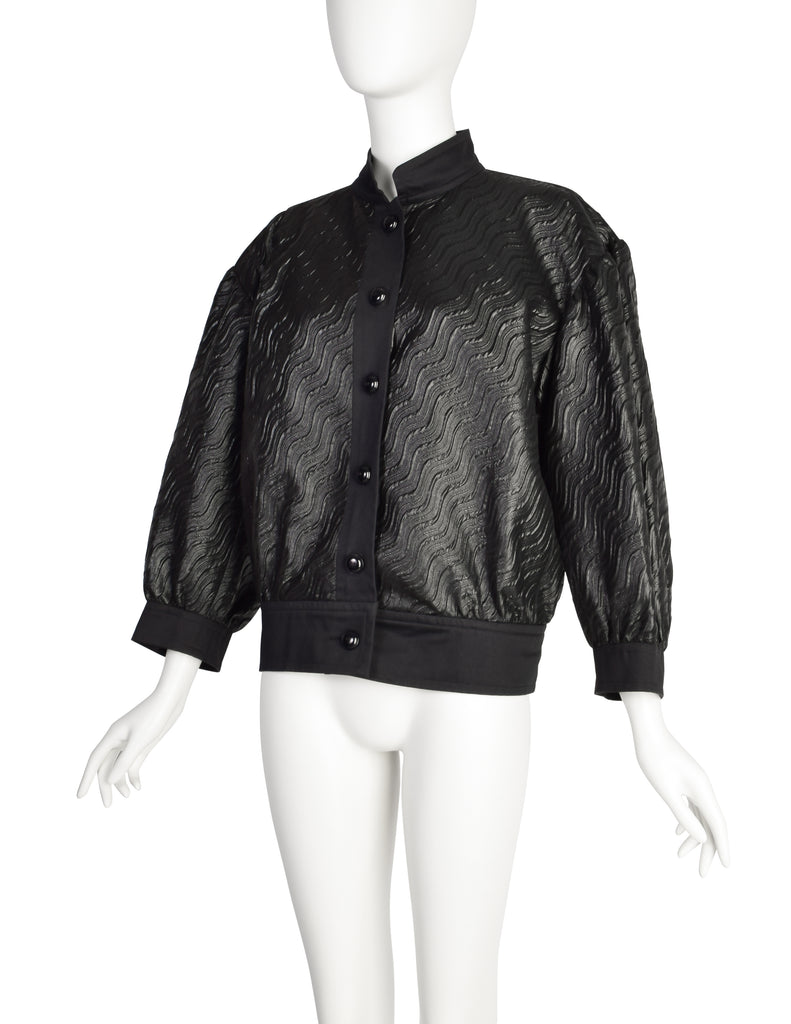 Yves Saint Laurent Vintage SS 1984 Black Brocade Metallic