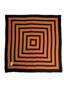 Yves Saint Laurent Vintage Black Brown Polka Dot Squares Silk Scarf