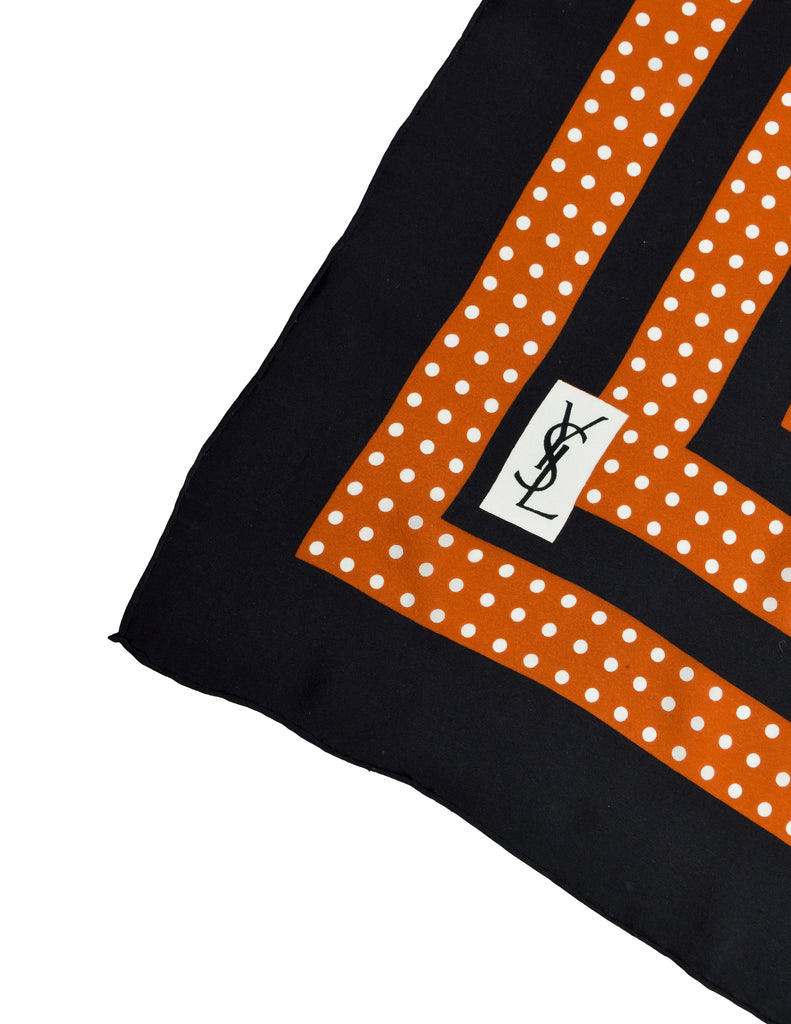 Yves Saint Laurent Vintage Polka Dot Squares Silk Scarf