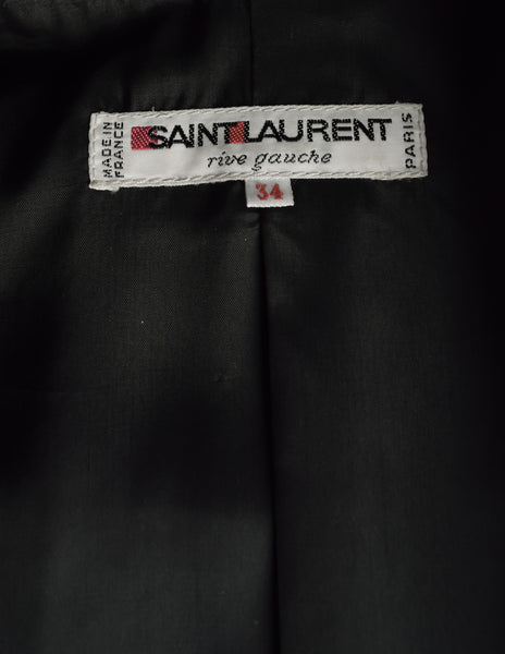 Yves Saint Laurent Vintage Black Wool Gabardine Safari Style Jacket
