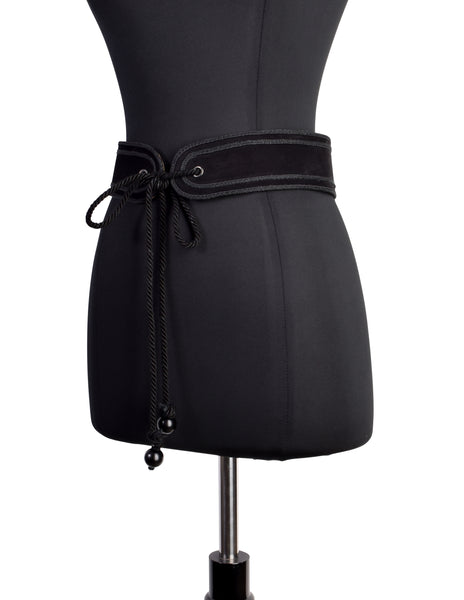 Yves Saint Laurent Vintage 1976 Russian Collection Black Suede Tie Belt