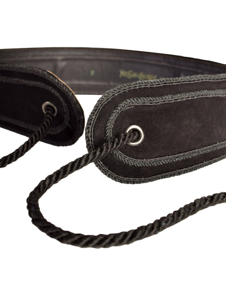 Yves Saint Laurent Vintage 1976 Russian Collection Black Suede Tie Belt