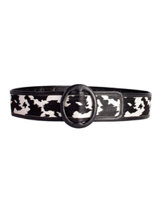 Yves Saint Laurent Vintage AW 1983 Black White Animal Print Leather Belt