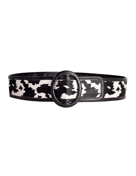 Yves Saint Laurent Vintage AW 1983 Black White Animal Print Leather Belt