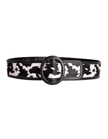 Yves Saint Laurent Vintage AW 1983 Black White Animal Print Leather Belt