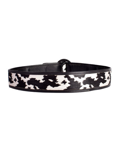 Yves Saint Laurent Vintage AW 1983 Black White Animal Print Leather Belt