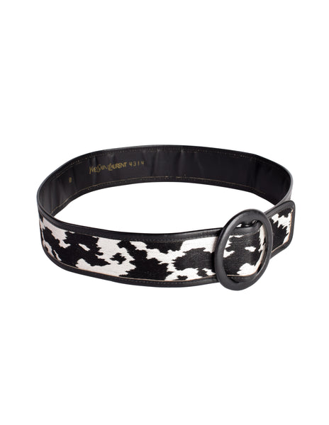 Yves Saint Laurent Vintage AW 1983 Black White Animal Print Leather Belt