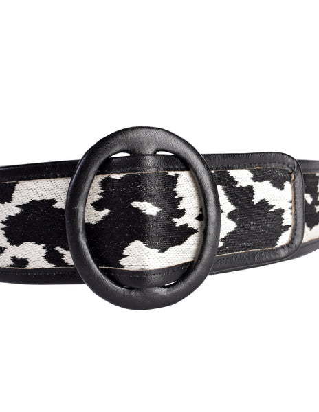 Yves Saint Laurent Vintage AW 1983 Black White Animal Print Leather Belt