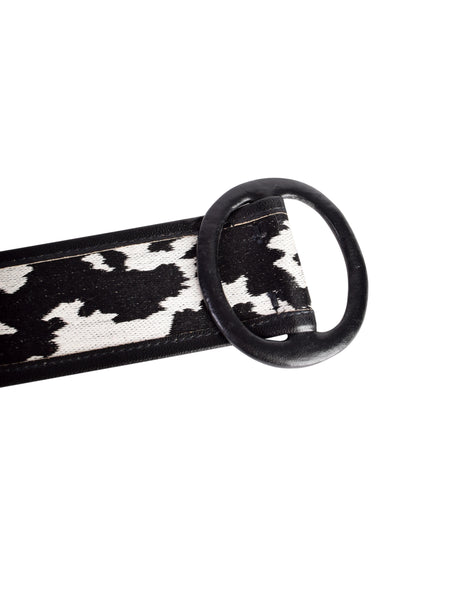 Yves Saint Laurent Vintage AW 1983 Black White Animal Print Leather Belt