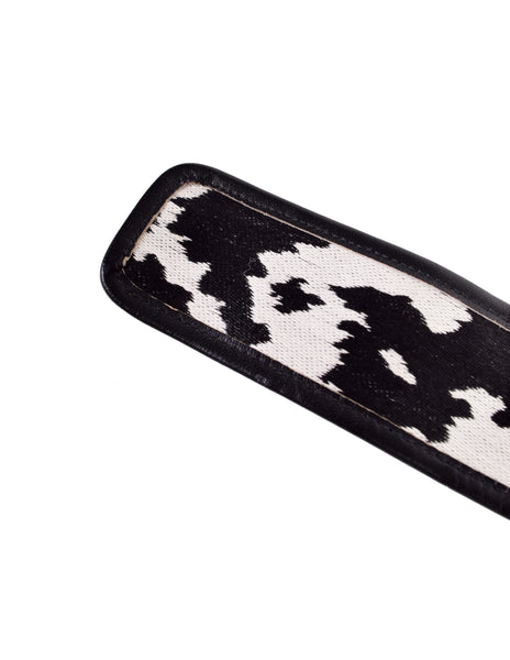 Yves Saint Laurent Vintage AW 1983 Black White Animal Print Leather Belt